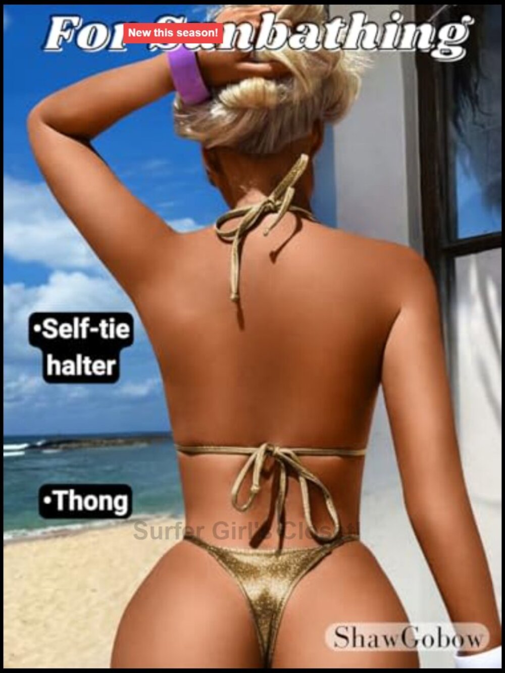 Sparkly String Bikini High Cut Thong 2 Piece Sexy Swimsuit - Picture 2 of 6